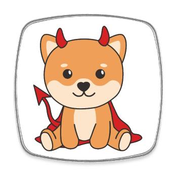Shiba inu Happy Halloween Devil Costume - Square fridge magnet - white - Front