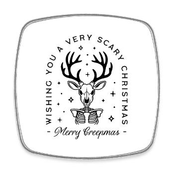 Merry creepmas scary woodland deer funny wishes - Square fridge magnet - white - Front