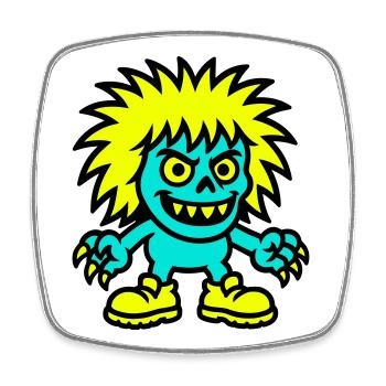 Monstre aux cheveux jaunes - Magnet carré - blanc - Devant