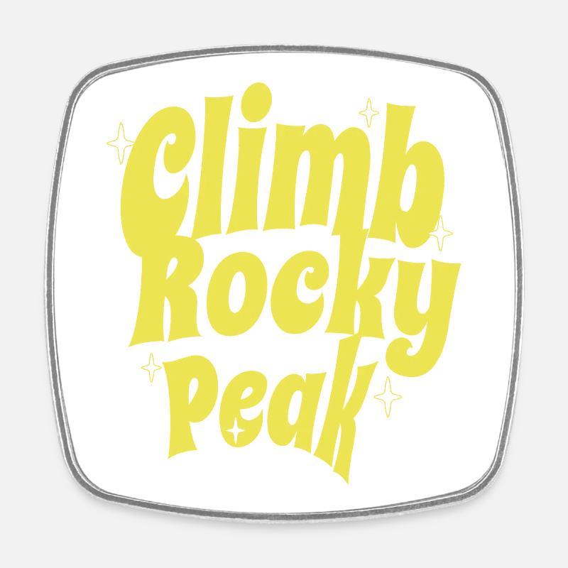 Climb Rocky Peak Motivational Design - Square fridge magnet - white