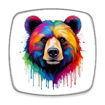 Bär in Regenbogenfarben - Viereckiger Kühlschrankmagnet - Weiß - Vorne