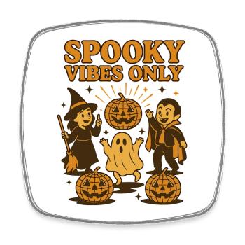 Halloween Spooky Vibes Only Kürbis Geist Hexe - Viereckiger Kühlschrankmagnet - Weiß - Vorne