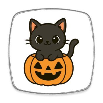Halloween Katze Kürbis Schwarze Katze Süß - Viereckiger Kühlschrankmagnet - Weiß - Vorne