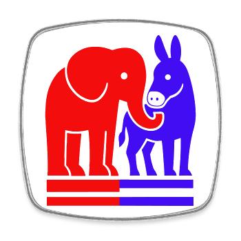 Elephant and Donkey USA - Magnet carré - blanc - Devant