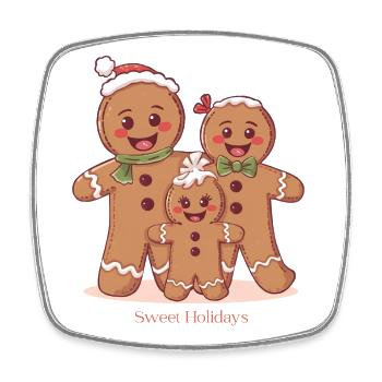 Sweet Holidays – Lebkuchenfamilie Xmas Design - Viereckiger Kühlschrankmagnet - Weiß - Vorne