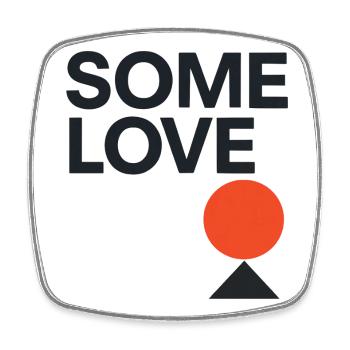Minimalistisches „Some Love“ Design – Geometrische - Viereckiger Kühlschrankmagnet - Weiß - Vorne