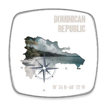 Dominican Republic Compass Tropical - Square fridge magnet - white - Front