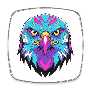 Geometric eagle in neon style - Square fridge magnet - white - Front