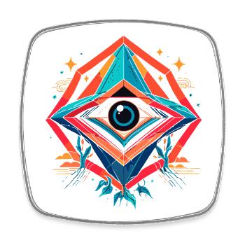 Oeil futuriste en nexus géométrique - Magnet carré - blanc - Devant