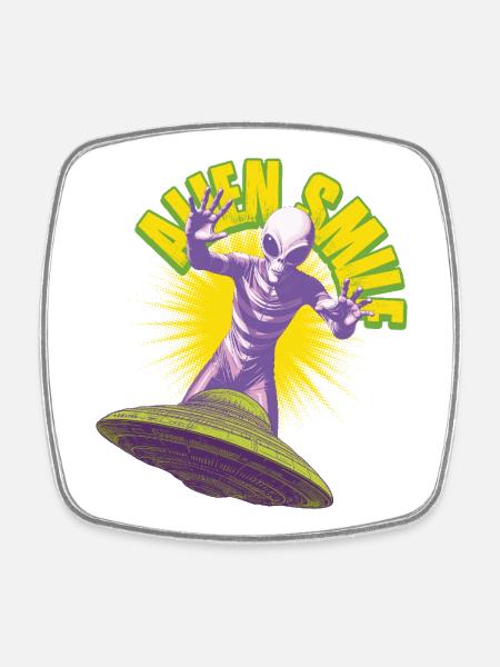 Extraterrestre sauveur - Magnet carré - blanc