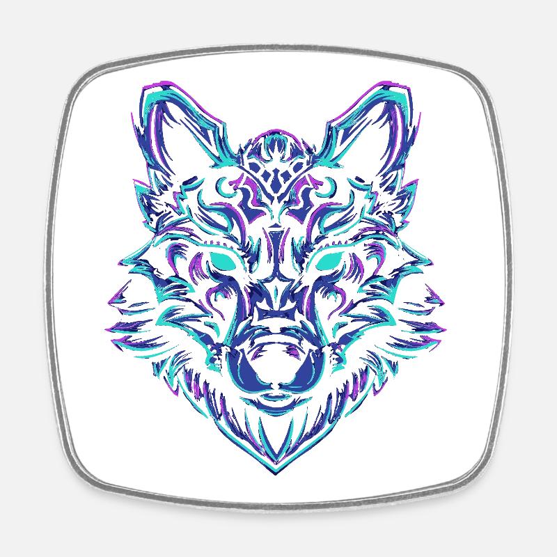 NeonWolf - Square fridge magnet - white