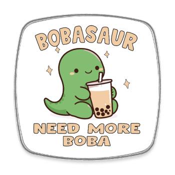 BOBA SAUR Mignon - Viereckiger Kühlschrankmagnet - Weiß - Vorne