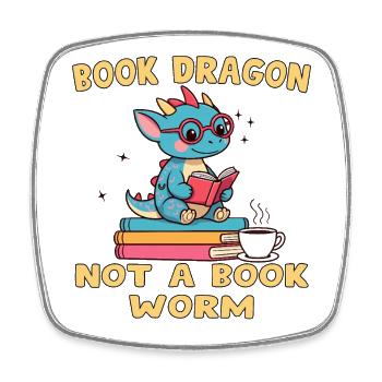 Dragon Bibliophile Owl - Square fridge magnet - white - Front