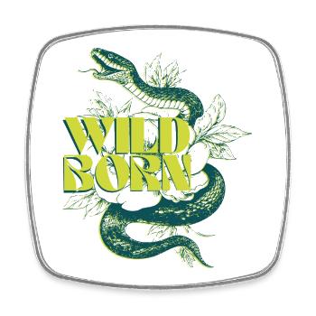 Wild Born Snake and Leaf Design - Square fridge magnet - white - Front