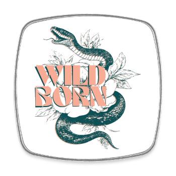 Wild Born Snake and Plant Illustration - Square fridge magnet - white - Front
