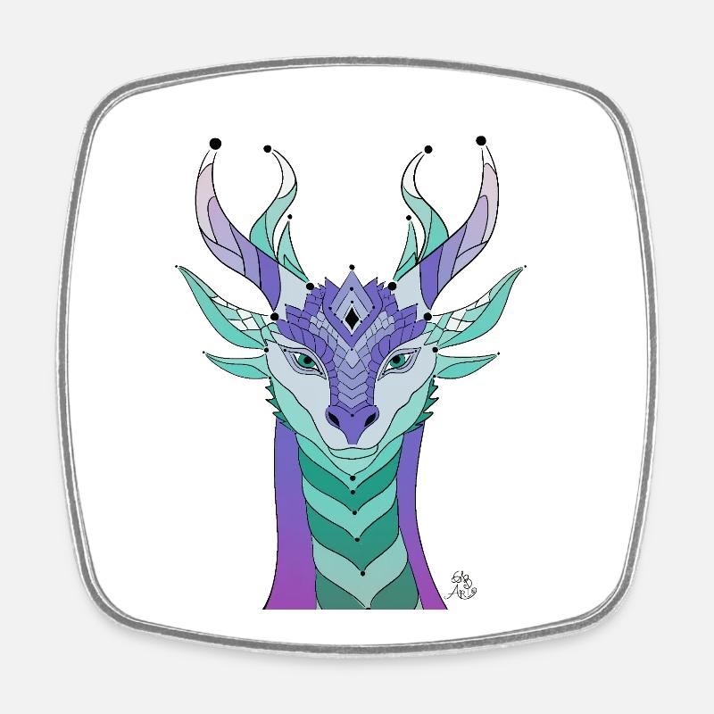 Imaginative dragon head in pastel colours - Square fridge magnet - white