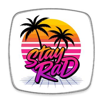 Retro Sonnenuntergang mit Palmen Motiv - Viereckiger Kühlschrankmagnet - Weiß - Vorne