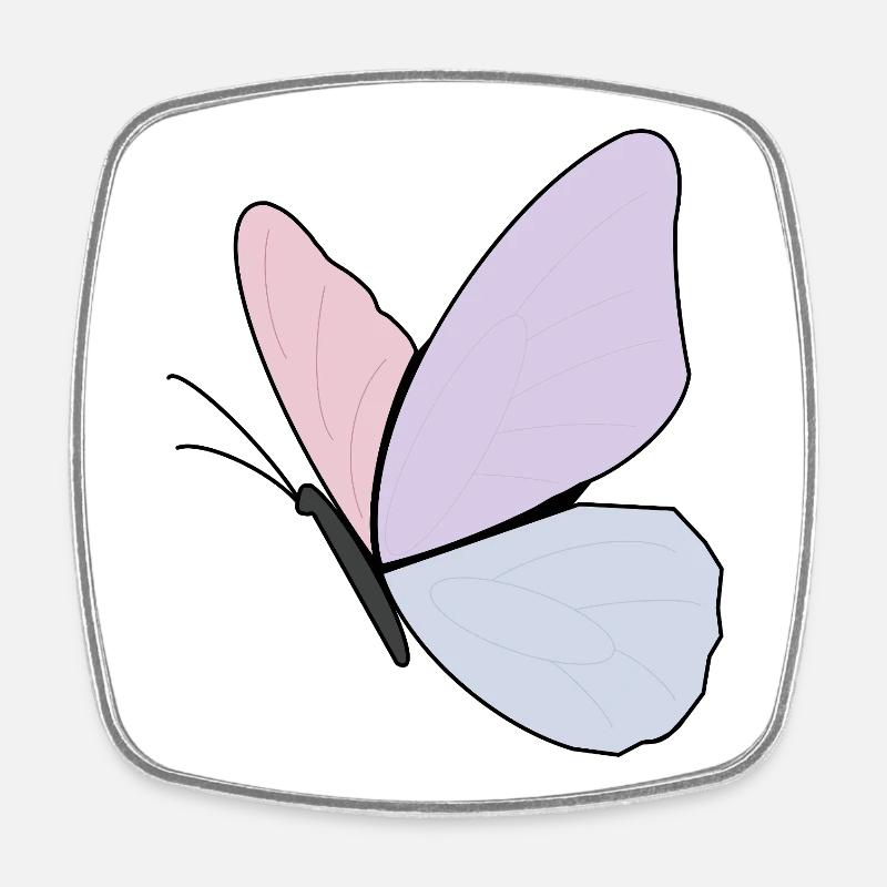 Pastel Butterfly Design - Square fridge magnet - white