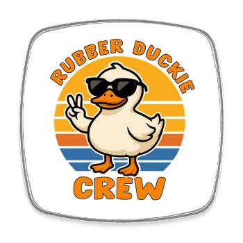 Duck in Cool Mode with Color Stripes - Square fridge magnet - white - Front