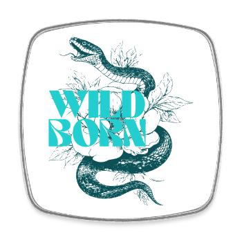 Serpent sauvage né et feuille tatouage Design - Magnet carré - blanc - Devant
