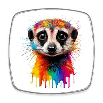 Colored Meerkat Portrait Print - Square fridge magnet - white - Front
