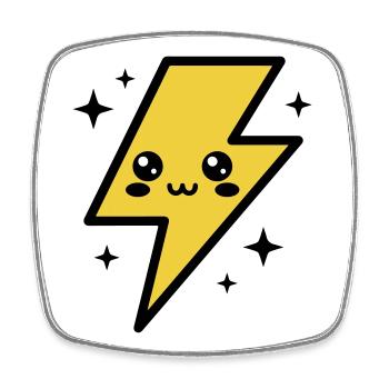 Kawaii lightning bolt with expressive face - Square fridge magnet - white - Front
