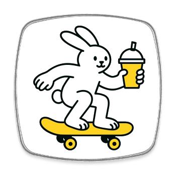 Skate Bunny mit Shake - Viereckiger Kühlschrankmagnet - Weiß - Vorne
