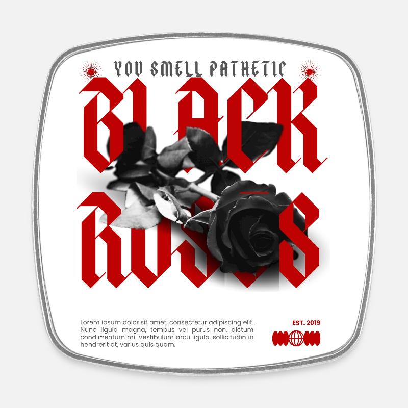 Rose noire rebelle avec déclaration - Magnet carré - blanc