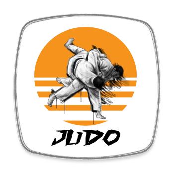 Motif d’arts martiaux de judo avec dynamique - Magnet carré - blanc - Devant