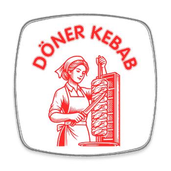 Döner kebab femme - Magnet carré - blanc - Devant