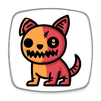Halloween Hund Zombie - Viereckiger Kühlschrankmagnet - Weiß - Vorne