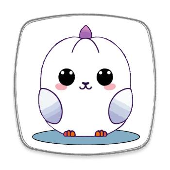 Kawaii Weißes Küken mit lila Akzenten - Viereckiger Kühlschrankmagnet - Weiß - Vorne