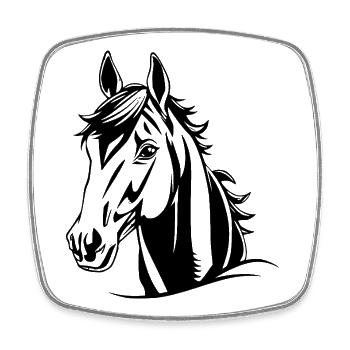Cheval Chevaux Cadeau - Magnet carré - blanc - Devant