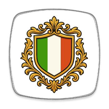 Drapeau de l’Italie dans un cadre baroque - Magnet carré - blanc - Devant