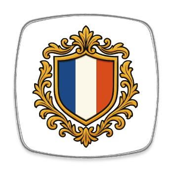 French coat of arms in baroque frame - Square fridge magnet - white - Front