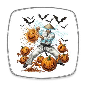 Ninja vs Halloween Pumpkins - Square fridge magnet - white - Front