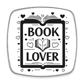 Fine Line Buch – Book Lover Design - Viereckiger Kühlschrankmagnet - Weiß - Vorne
