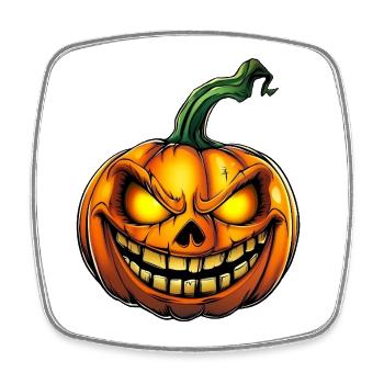 citrouille d’Halloween effrayante :) - Magnet carré - blanc - Devant