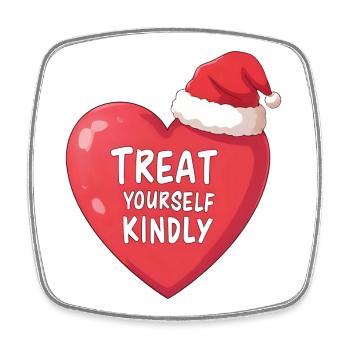 Bubble Herz mit Santa Mütze Treat Yourself Kindly - Viereckiger Kühlschrankmagnet - Weiß - Vorne
