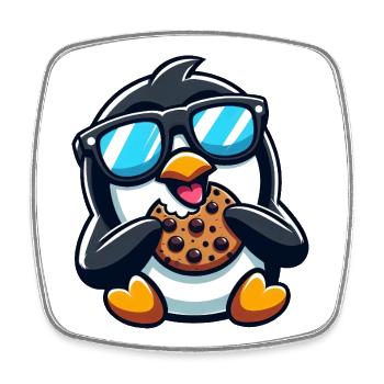 Cute Penguin Cookie Cartoon Dessert Snacking - Square fridge magnet - white - Front