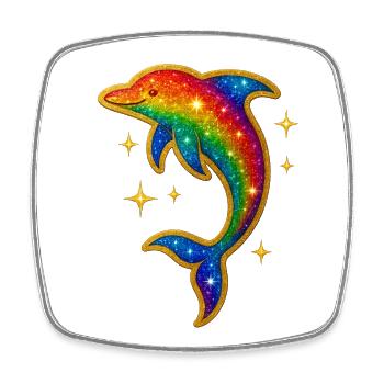 Regenbogen Delfin Glitzerpracht - Viereckiger Kühlschrankmagnet - Weiß - Vorne