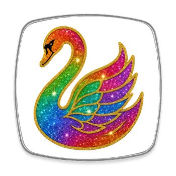 Regenbogen Glitzer Schwan Mutter - Viereckiger Kühlschrankmagnet - Weiß - Vorne