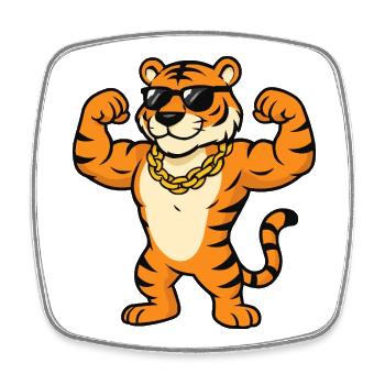 Tiger Sonnenbrille Bodybuilder - Viereckiger Kühlschrankmagnet - Weiß - Vorne