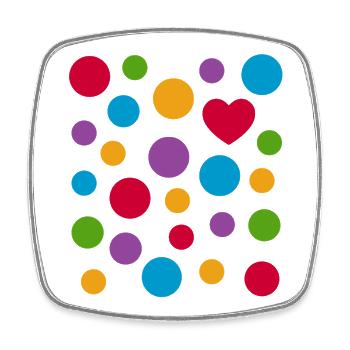 Spotty Dots Heart T-Shirt – Bunt gefleckte Liebe - Viereckiger Kühlschrankmagnet - Weiß - Vorne