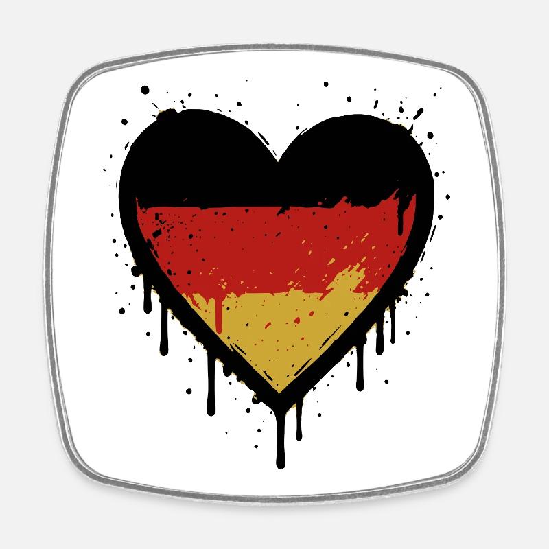 Germany Heart – Grunge Flag Design - Square fridge magnet - white