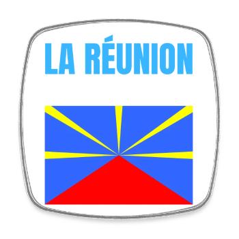 Reunion Island volcano flag t-shirt - Square fridge magnet - white - Front