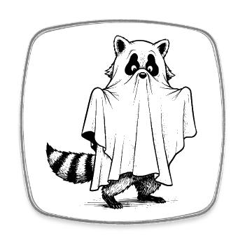 Waschbär im Geisterkostüm Illustration - Viereckiger Kühlschrankmagnet - Weiß - Vorne