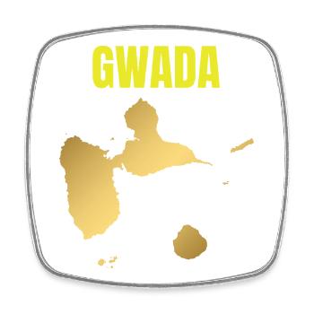 GWADA Golden Map Westindische Inseln T-Shirt - Viereckiger Kühlschrankmagnet - Weiß - Vorne