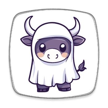 Bull Halloween Ghost - Square fridge magnet - white - Front