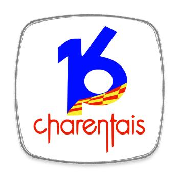  16 Charentais Bleu Rouge - Magnet carré - blanc - Devant